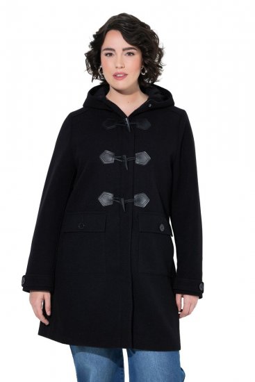 Ulla Popken 829347 Dufflecoat Schwarz - Mäntel - Damenmäntel in großen Größen