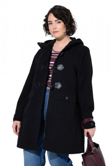 Ulla Popken 829347 Dufflecoat Schwarz - Mäntel - Damenmäntel in großen Größen