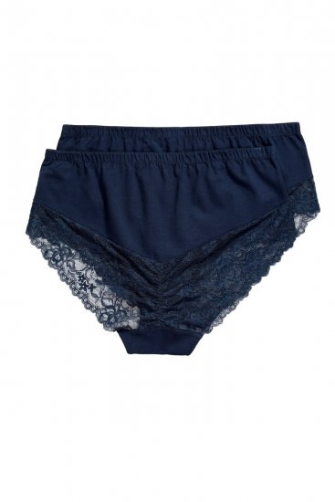 Ulla Popken 830094 Slips mit Spitze 2er-Pack Dunkelblau - Slips - 
