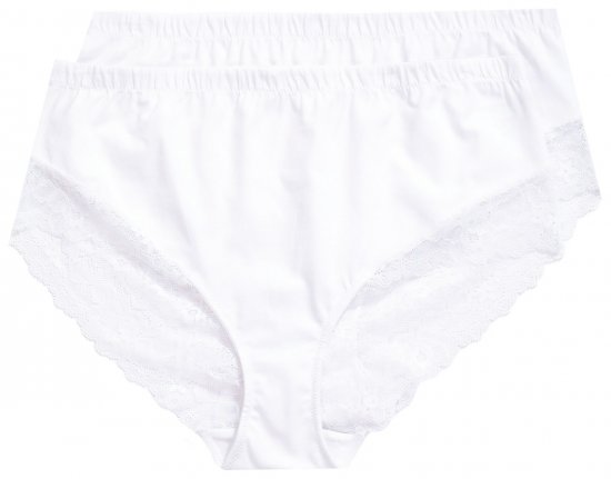 Ulla Popken 830094 Slips mit Spitze 2er-Pack Weiß - Slips - 