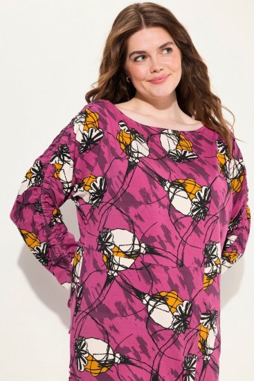 Ulla Popken 830151 Geblümtes Kleid Rosa - Maxikleider - Maxikleider in großen Größen