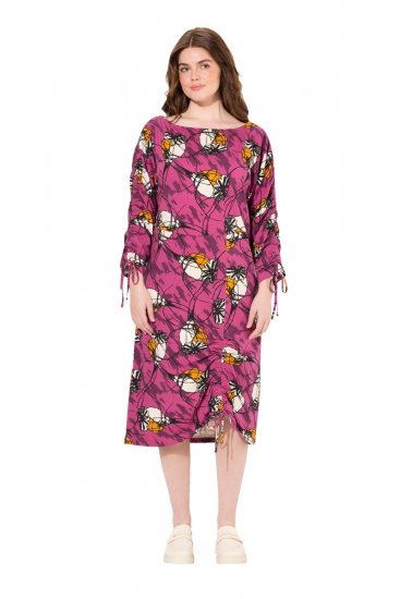 Ulla Popken 830151 Geblümtes Kleid Rosa - Maxikleider - Maxikleider in großen Größen
