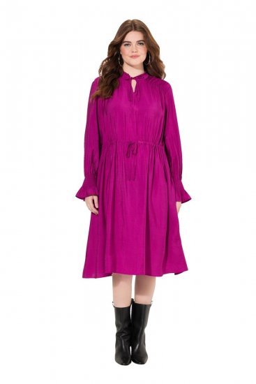Ulla Popken 830615 Langärmliges Kleid mit Volants Flieder - Midikleider - Midikleider für Damen in großen Größen