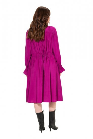 Ulla Popken 830615 Langärmliges Kleid mit Volants Flieder - Midikleider - Midikleider für Damen in großen Größen
