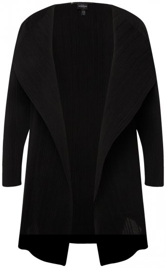 Ulla Popken 830749 Offener plissierter Blazer mit breitem Revers Schwarz - Blazer - Blazer in großen Größen für Damen