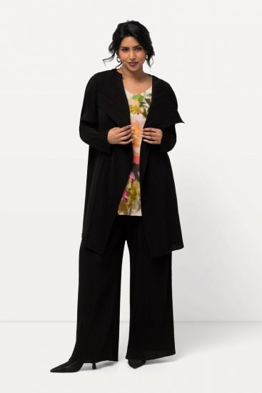 Ulla Popken 830749 Offener plissierter Blazer mit breitem Revers Schwarz - Blazer - Blazer in großen Größen für Damen