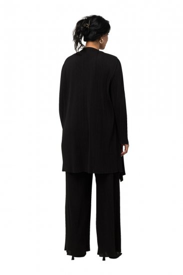 Ulla Popken 830749 Offener plissierter Blazer mit breitem Revers Schwarz - Blazer - Blazer in großen Größen für Damen