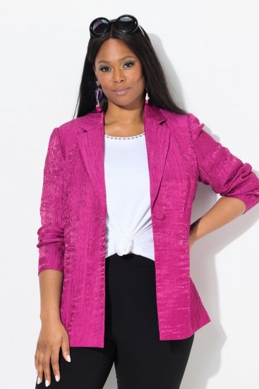 Ulla Popken 830767 Blazer in Crash-Optik Magenta - Blazer - Blazer in großen Größen für Damen
