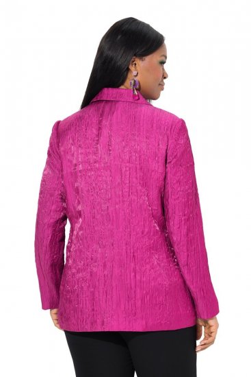 Ulla Popken 830767 Blazer in Crash-Optik Magenta - Blazer - Blazer in großen Größen für Damen