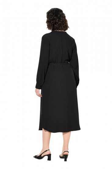 Ulla Popken 831004 Langärmliges Midikleid Schwarz - Maxikleider - Maxikleider in großen Größen