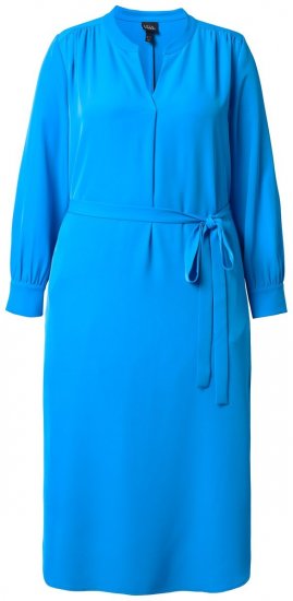 Ulla Popken 831004 Langärmliges Midikleid mit V-Ausschnitt Königsblau - Midikleider - Midikleider für Damen in großen Größen