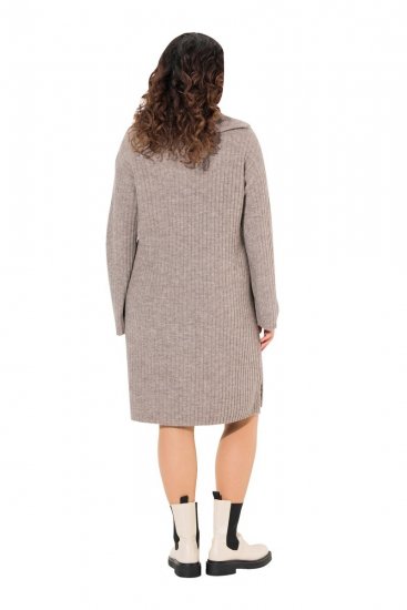 Ulla Popken 831589 Langärmliges Strickkleid mit Rollkragen Grau - Strickkleider - 