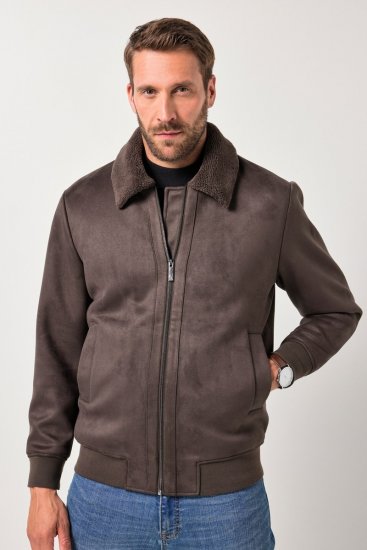 JP1880 Bomber Jacket Faux Leather Dark Brown - Herren jacken - Herren Jacken in großen Größen
