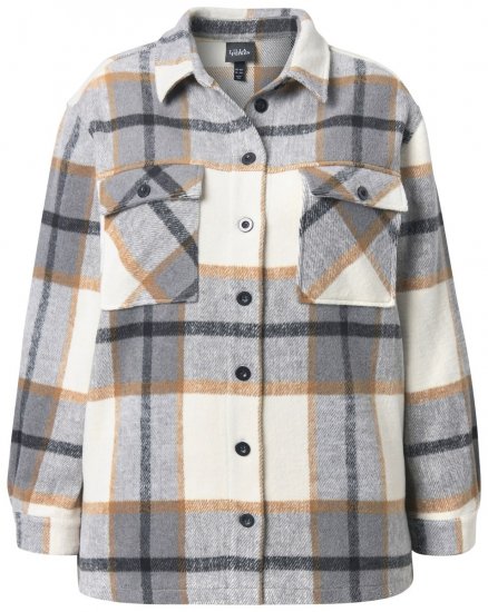 Ulla Popken 831641 Karierte Hemdjacke aus Wollmix Anthrazit - Jacken - Damenjacken in großen Größen