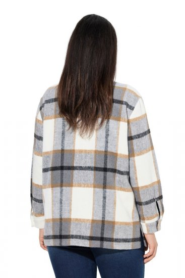 Ulla Popken 831641 Karierte Hemdjacke aus Wollmix Anthrazit - Jacken - Damenjacken in großen Größen