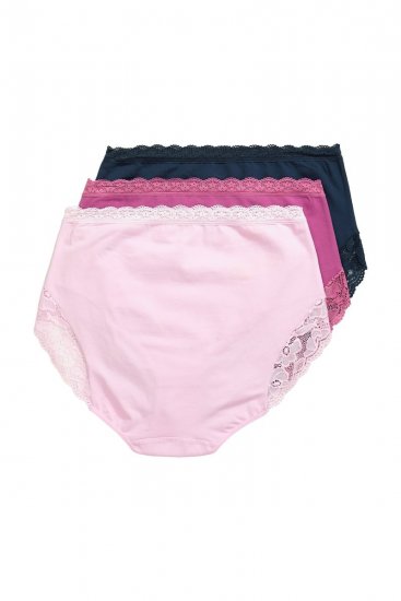 Ulla Popken 831866 Slips mit hoher Taille und Spitze 3er-Pack Dunkelblau - Slips - 
