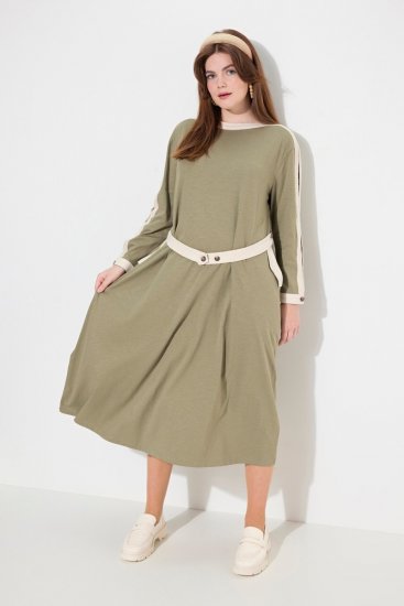 Ulla Popken 831963 Langärmliges Kleid Grau - Maxikleider - Maxikleider in großen Größen