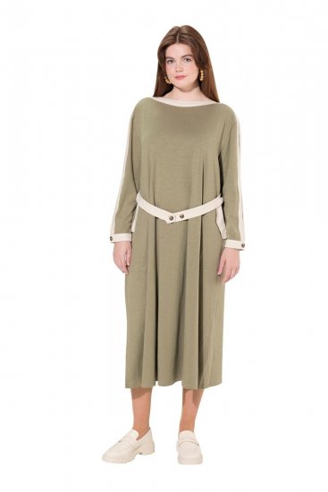 Ulla Popken 831963 Langärmliges Kleid Grau - Maxikleider - Maxikleider in großen Größen