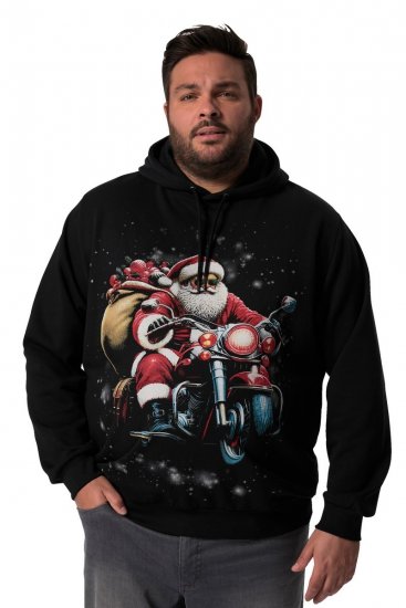 Men+ 100 Hoodie Weihnachtsmann auf Motorrad Schwarz - Herren-sweater und -hoodies - Herren-Sweater und -Hoodies in großen Größen