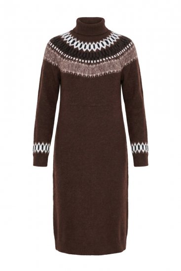Ulla Popken 832670 Gemustertes Strickkleid mit Rollkragen Mehrfarbig - Kleider - Kleider für alle Größen