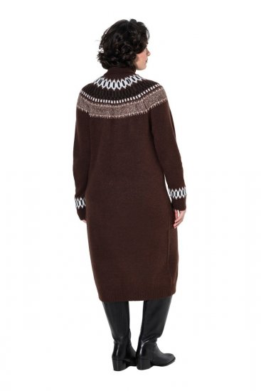 Ulla Popken 832670 Gemustertes Strickkleid mit Rollkragen Mehrfarbig - Kleider - Kleider für alle Größen