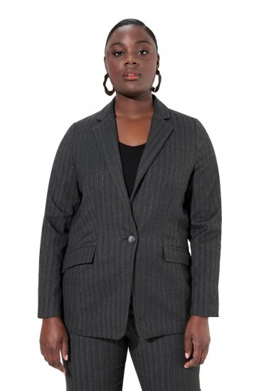 Ulla Popken 832935 Blazer mit Fischgratmuster und Metallic-Glanz Grau - Blazer - Blazer in großen Größen für Damen