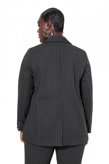 Ulla Popken 832935 Blazer mit Fischgratmuster und Metallic-Glanz Grau - Blazer - Blazer in großen Größen für Damen