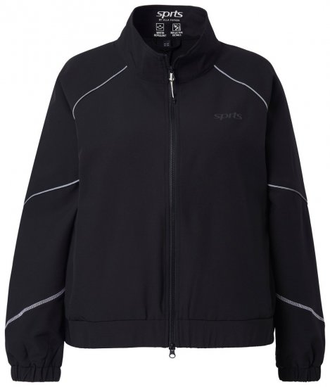 Ulla Popken 833237 Sportjacke mit Reflektordetails Schwarz - Jacken - Damenjacken in großen Größen