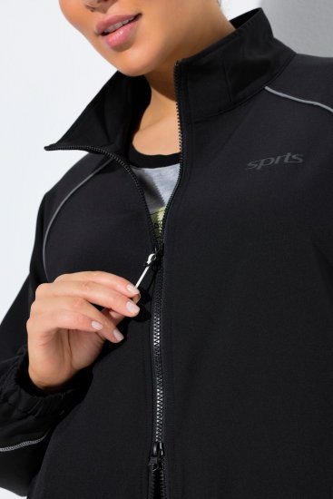 Ulla Popken 833237 Sportjacke mit Reflektordetails Schwarz - Jacken - Damenjacken in großen Größen