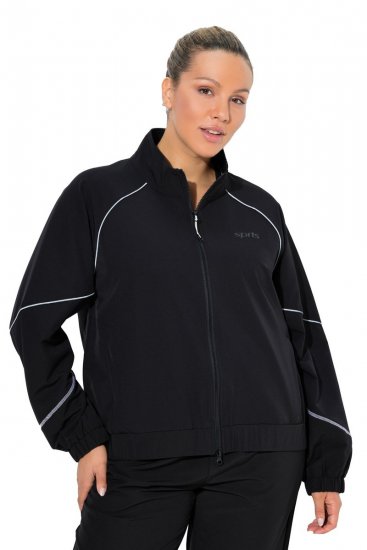 Ulla Popken 833237 Sportjacke mit Reflektordetails Schwarz - Jacken - Damenjacken in großen Größen