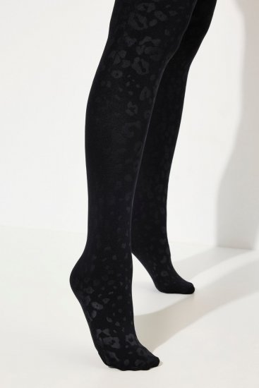 Ulla Popken 833809 Strumpfhose mit Animal-Print Schwarz - Strumpfhosen & Socken - 