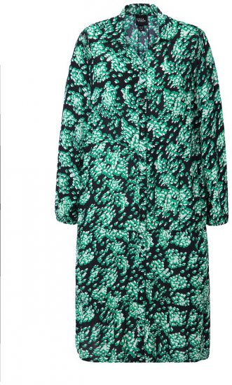 Ulla Popken 834191 Gemustertes Hemdblusenkleid Schwarz - Blusenkleider - 