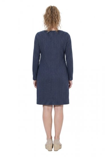 Ulla Popken 834371 Gestreiftes Sweatkleid Dunkelblau - Sweatkleider - 