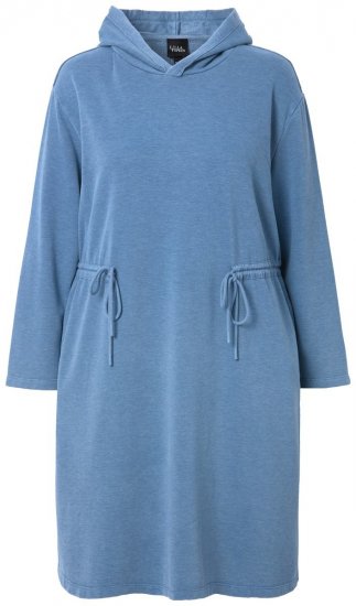Ulla Popken 834536 Sweatkleid mit Kapuze Denimblau - Sweatkleider - 