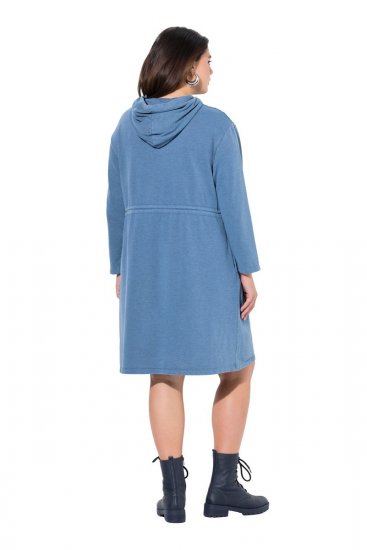Ulla Popken 834536 Sweatkleid mit Kapuze Denimblau - Sweatkleider - 