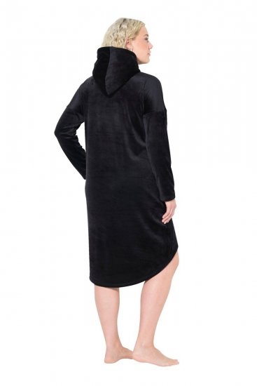 Ulla Popken 834550 Langärmliges Kleid mit Kapuze Schwarz - Sweatkleider - 