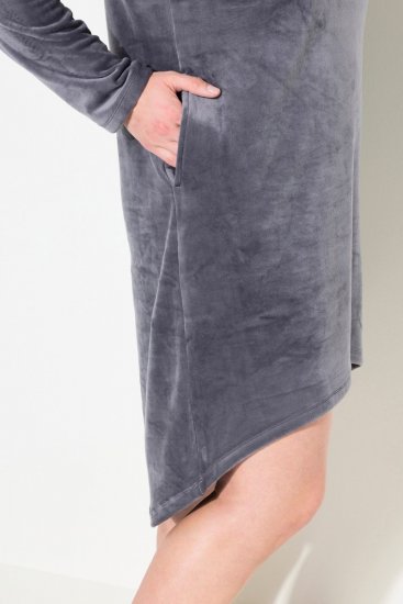 Ulla Popken 834550 Langärmliges Kleid mit Kapuze Anthrazit - Sweatkleider - 