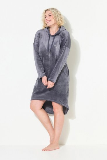 Ulla Popken 834550 Langärmliges Kleid mit Kapuze Anthrazit - Sweatkleider - 