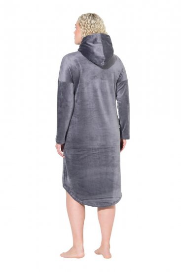 Ulla Popken 834550 Langärmliges Kleid mit Kapuze Anthrazit - Sweatkleider - 