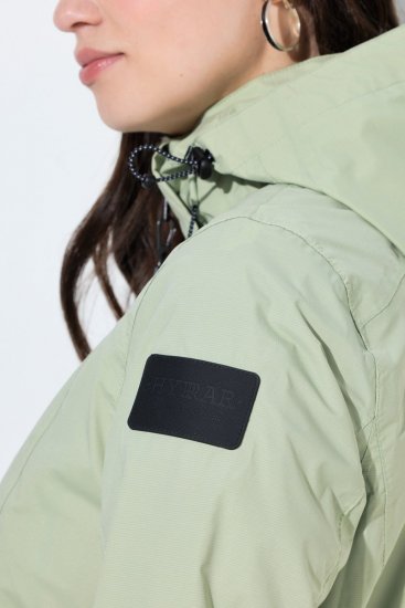 Ulla Popken 835132 HYPRAR Funktionsjacke in A-Linie mit abnehmbarer Kapuze Helles Salbeigrün - Jacken - Damenjacken in großen Größen
