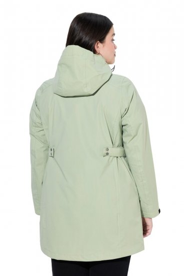 Ulla Popken 835132 HYPRAR Funktionsjacke in A-Linie mit abnehmbarer Kapuze Helles Salbeigrün - Jacken - Damenjacken in großen Größen