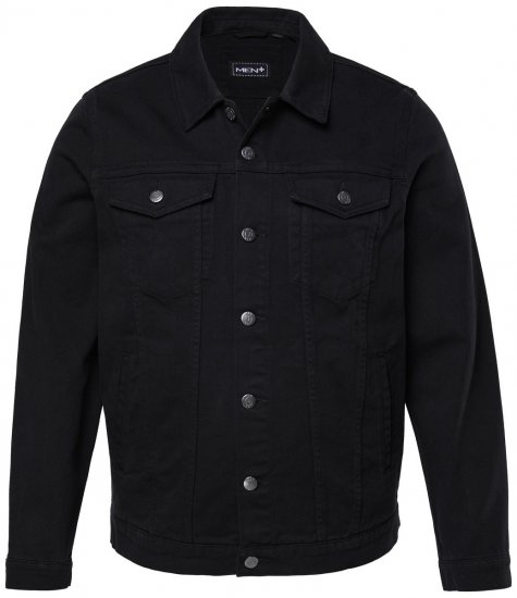 Men+ 446 Jeansjacke mit Brusttaschen Schwarz - Herren jacken - Herren Jacken in großen Größen
