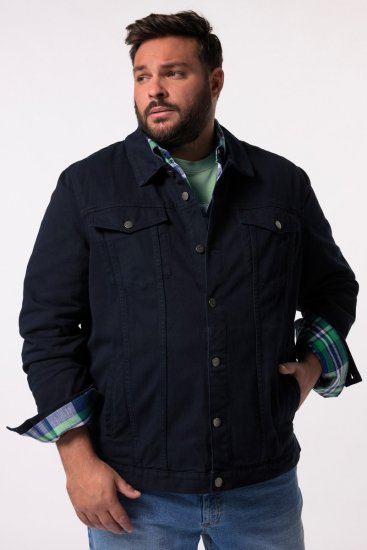 Men+ 446 Jeansjacke mit Brusttaschen Dunkelblau - Herren jacken - Herren Jacken in großen Größen