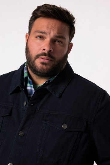 Men+ 446 Jeansjacke mit Brusttaschen Dunkelblau - Herren jacken - Herren Jacken in großen Größen