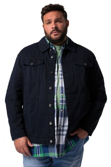 Men+ 446 Jeansjacke mit Brusttaschen Dunkelblau - Herren jacken - Herren Jacken in großen Größen