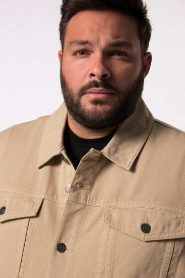 Men+ 446 Jeansjacke mit Brusttaschen Sand - Herren jacken - Herren Jacken in großen Größen