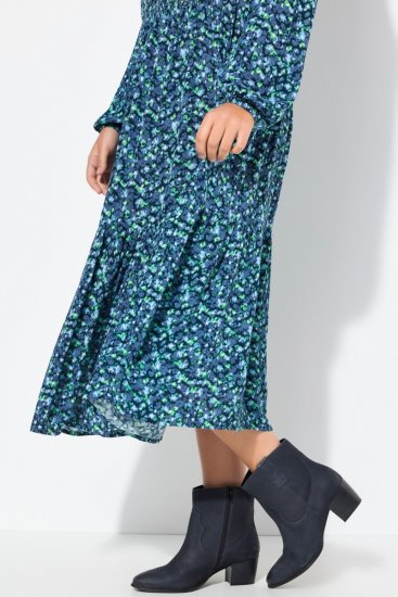 Ulla Popken 835713 Geblümtes Kleid Dunkelblau - Maxikleider - Maxikleider in großen Größen