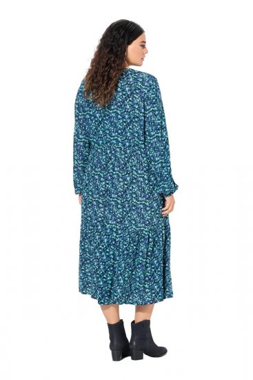 Ulla Popken 835713 Geblümtes Kleid Dunkelblau - Maxikleider - Maxikleider in großen Größen
