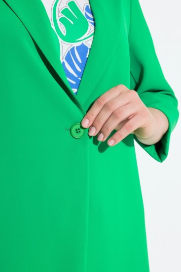 Ulla Popken 836165 Langer Blazer mit 3/4-Ärmeln Grün - Blazer - Blazer in großen Größen für Damen