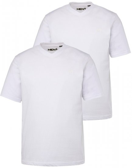 Men+ 299 T-Shirt V-Ausschnitt Weiß 2er-Pack - Herren-T-shirts - Herren-T-Shirts in großen Größen